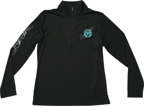 MOOSE OFFROAD Women's Flourish Script Quarter Zip Pullover - Black - XL 3051-1234