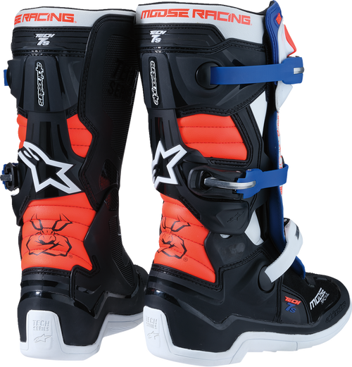 MOOSE OFFROAD Youth Tech 7S Boots - Black/White/Red/Blue - US 2 0215024-1297-2