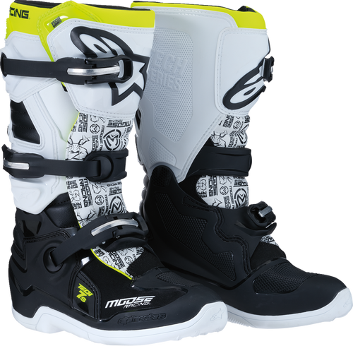 MOOSE OFFROAD Youth Tech 7S Boots - Black/White/Yellow - US 4 0215024-125-4
