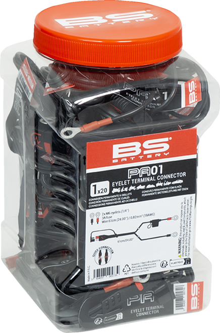 BS BATTERY Eyelet Connector - Battery - Wire Terminal - Black/Red - 20 Pack 700573