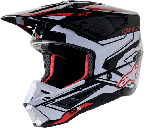 S M5 Action 2 Helmet Blk/Wht/Brt Rd Glossy Sm