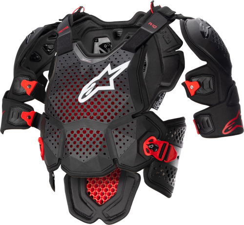 A 10 V2 Full Chest Protector Anthracite/Black/Red Md/Lg