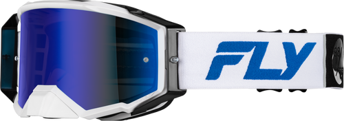 Zone Pro Goggle White/Blue W/ Dark Blue Mirror/Smoke Lens