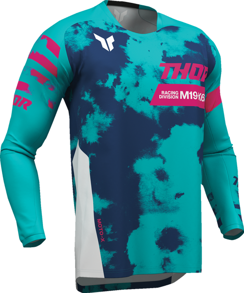 THOR Youth Launchmode Bleach Jersey - White/Aqua - Small 2912-2586
