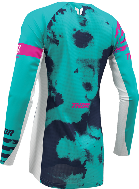THOR Women's Launchmode Bleach Jersey - White/Aqua - XL 2911-0349