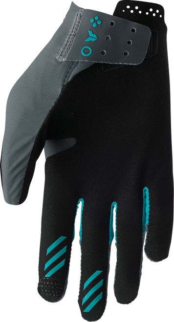 THOR Women's Sportmode Iconic Gloves - Gray/Aqua - Large 3331-0282
