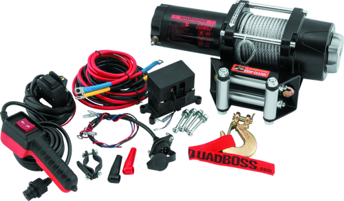 QuadBoss Winch Kit - 39ft x 7/32in Cable - 3.5hp - Roller Fairlead - Wired Remote - 3500lb