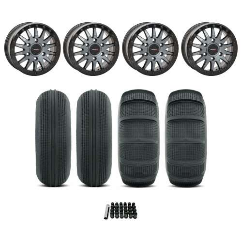 Can Am Maverick R SB-8 Beadlock Wheel (Matte Brushed Grey) / Sand Series Tire Package