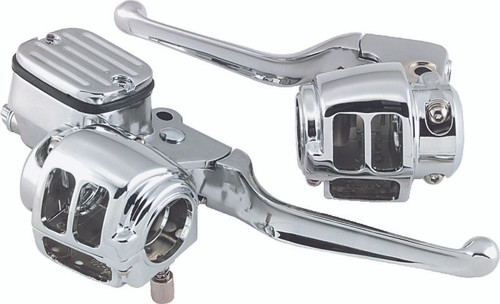 Bikers Choice 96-06 Big Twin 96-03 XL With 11/16 Bore Master Cylinder Chrome Handlebar Control Kit
