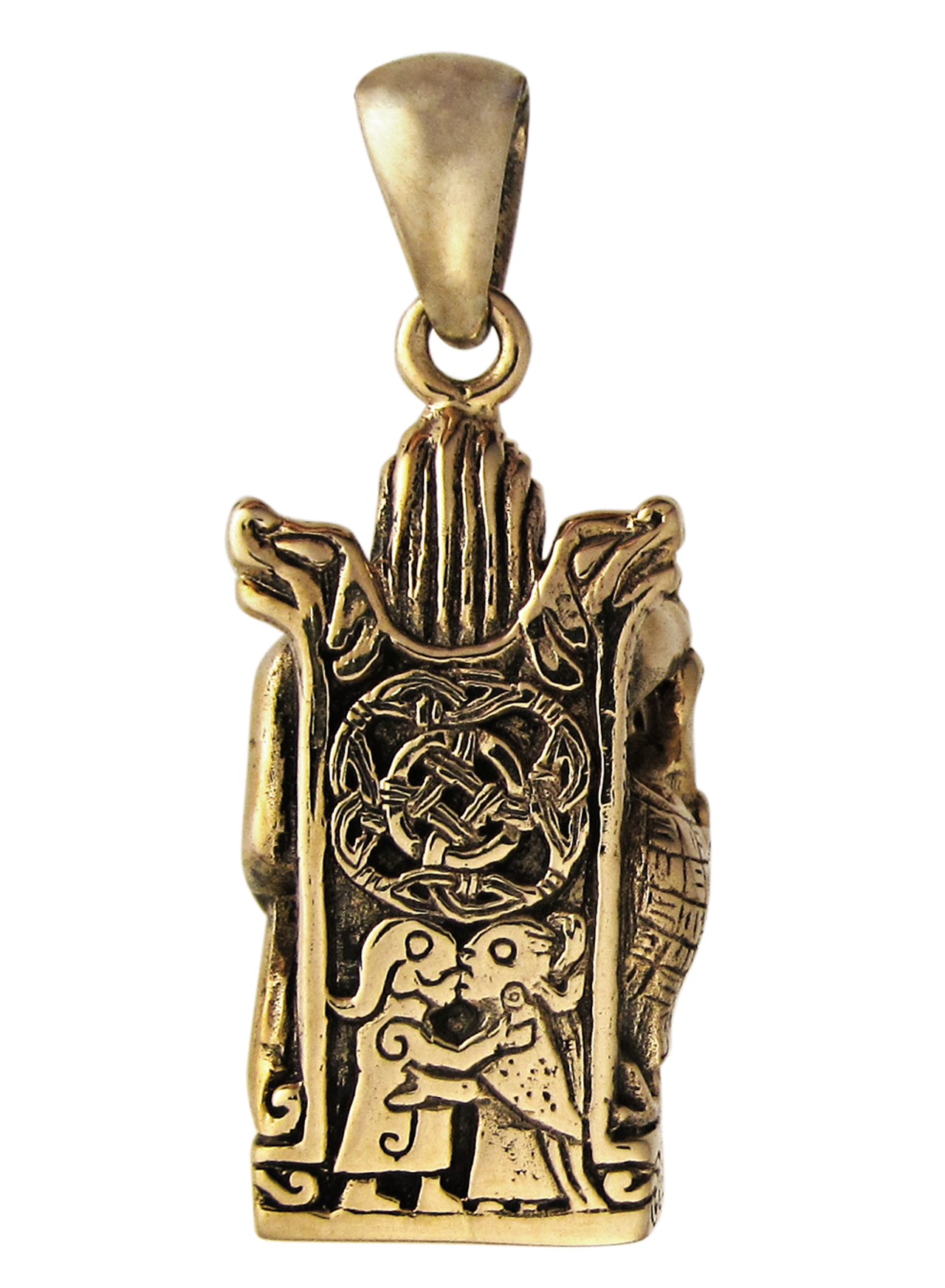 Bronze Seated Freyr Pendant Norse God Asatru Jewelry