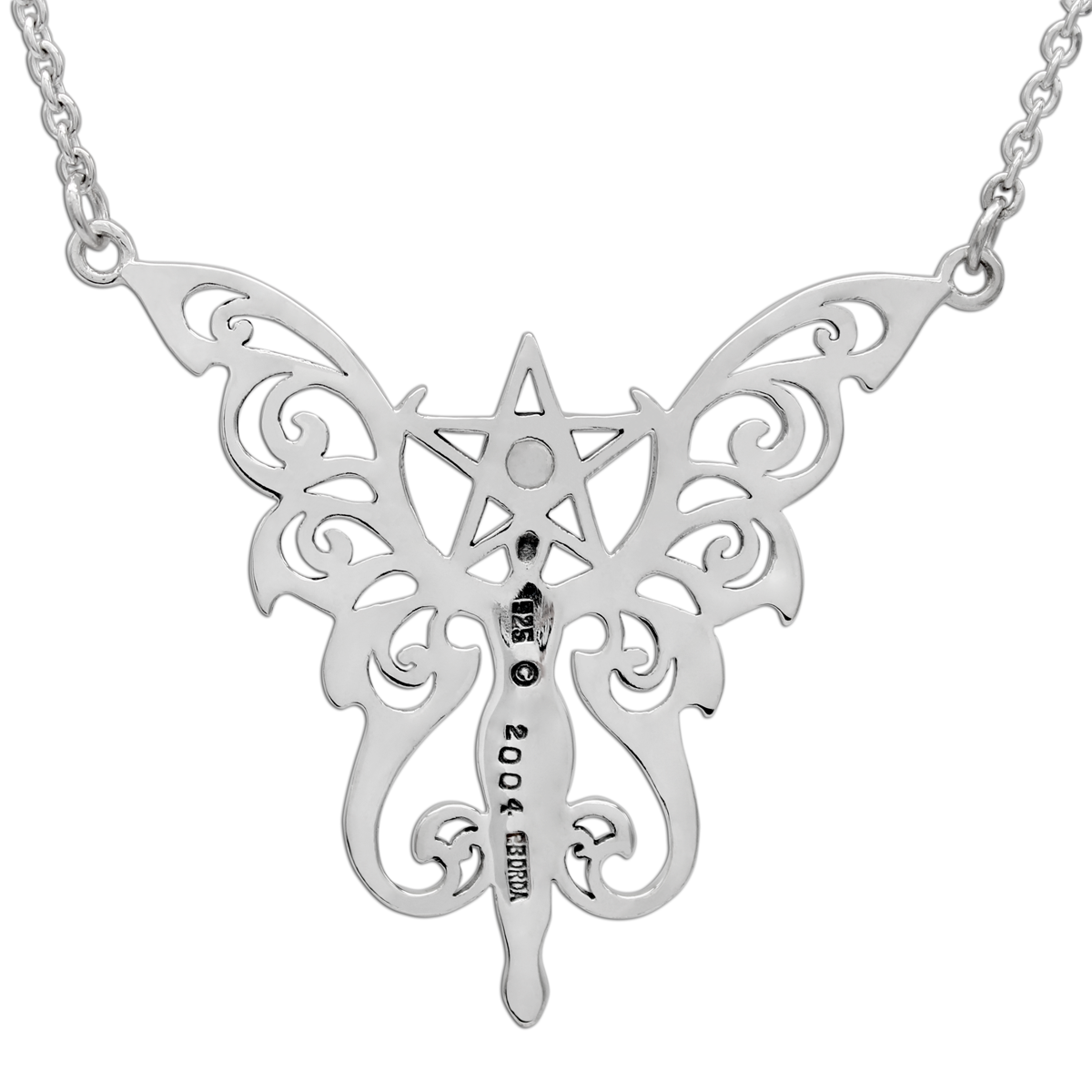 Sterling Silver Faerie Pentacle Pentagram Necklace Rainbow 