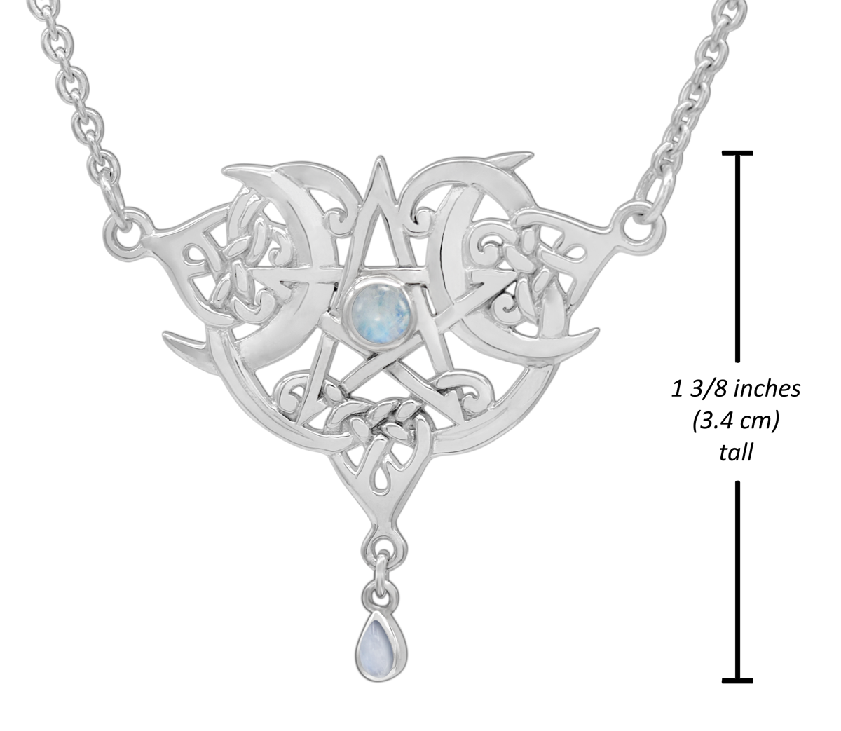 Sterling Silver Heart Pentacle Pentagram Necklace Rainbow 