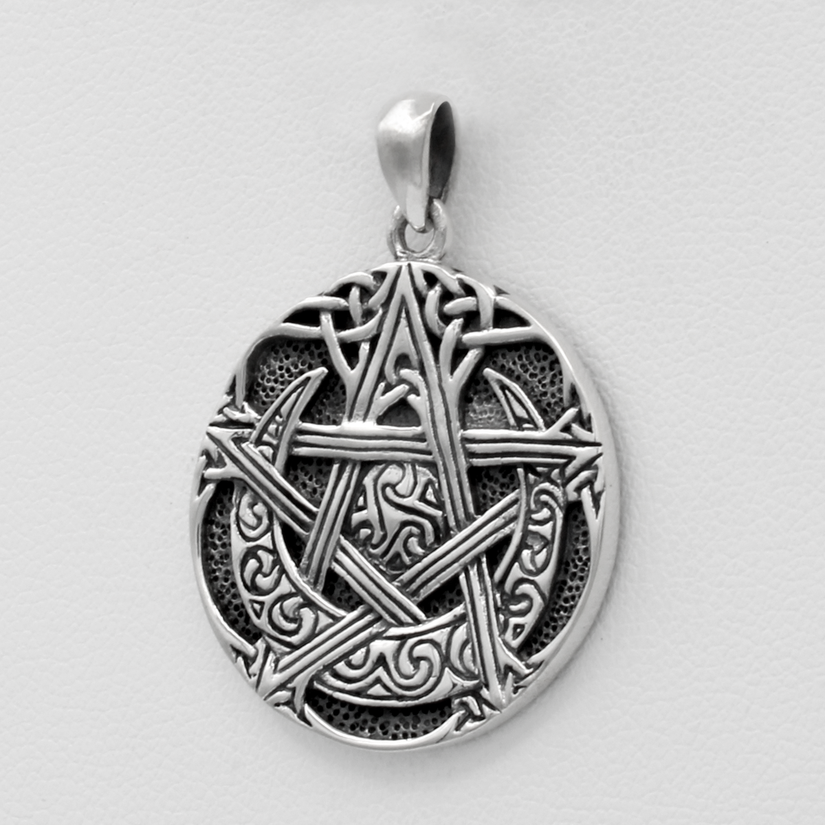 Sterling Silver Moon Pentacle Pentagram Pendant Wiccan Jewelry