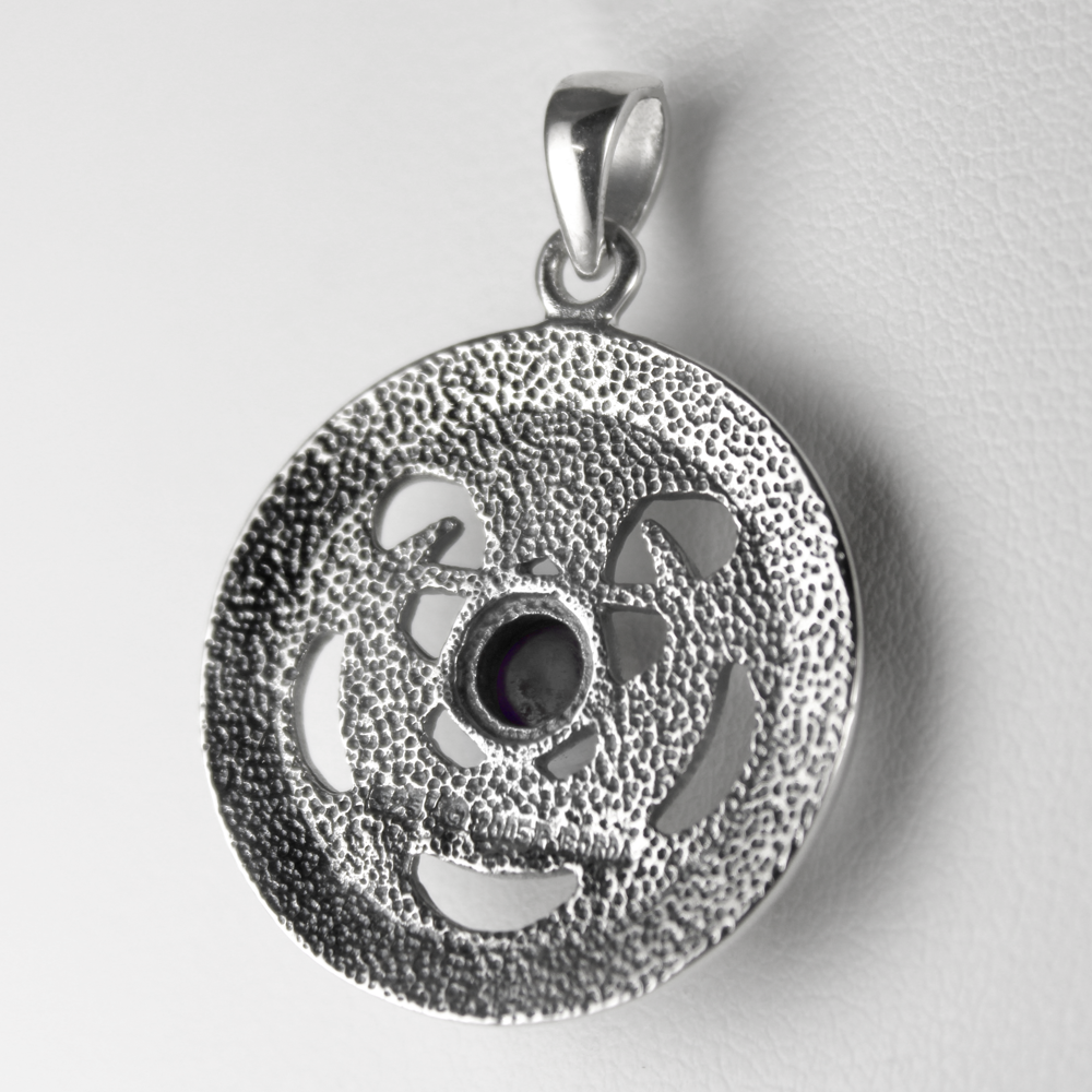 Sterling Silver Large Cut Out Moon Pentacle Pentagram Pendant with 