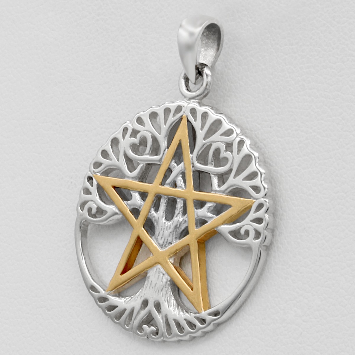 Pagan Pentagram Necklace - .925 Sterling Silver Small Tree of Life Pentacle Pendant With Chain - Wiccan Jewelry by Dryad Design