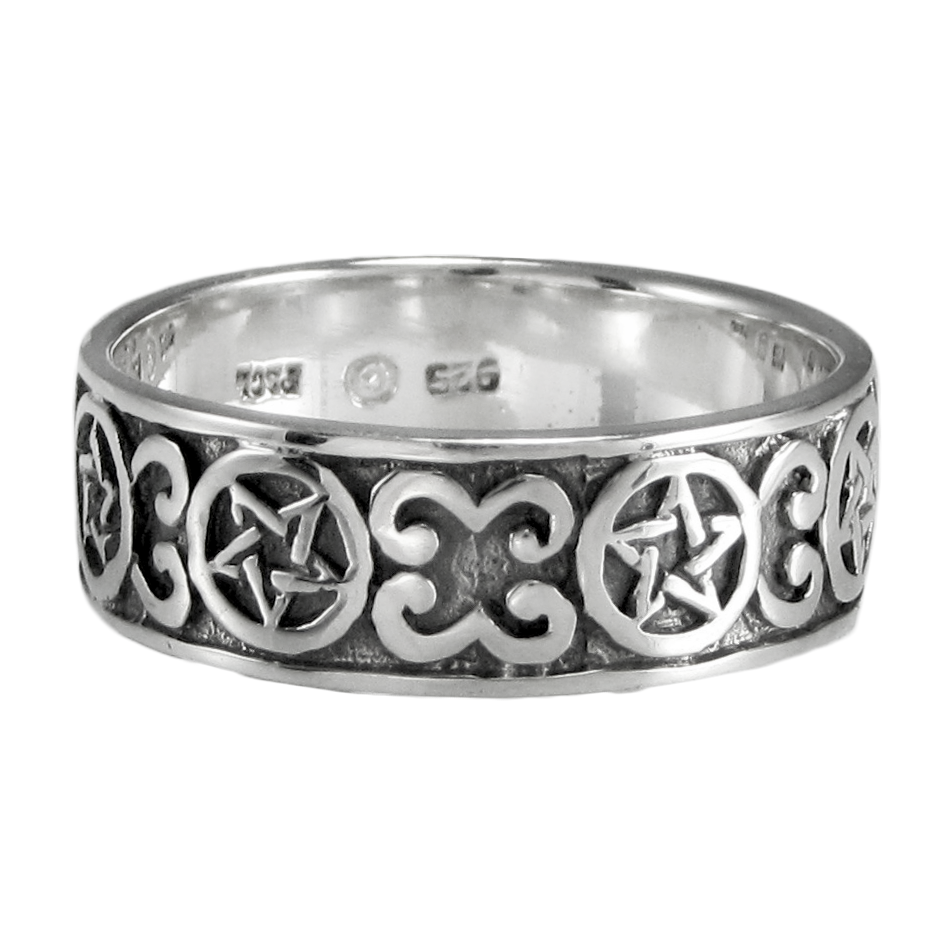 Sterling Silver Celtic Knot Pentacle Pendant With Rainbow Moonstone - Wiccan Pagan Jewelry - View #11