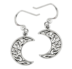 Sterling Silver Celtic Knot Moon and Star Dangle Earrings Sterling Silver Celtic Knot Moon and Star Dangle Earrings