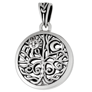 Sterling Silver Moon and Sun Tree of Life Pendant Sterling Silver Moon and Sun Tree of Life Pendant