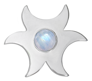 Sterling Silver Silver Rainbow Moonstone Crescent Triple Moon Goddess Pendant Sterling Silver Silver Rainbow Moonstone Crescent Triple Moon Goddess Pendant