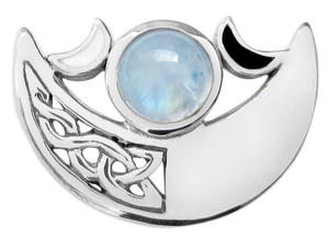 Silver Celtic Knot Crescent Moon Rainbow Moonstone Pendant Silver Celtic Knot Crescent Moon Rainbow Moonstone Pendant