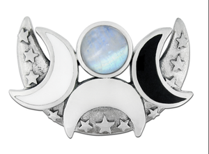 Sterling Silver Rainbow Moonstone Crescent Moon Phase Pendant Sterling Silver Rainbow Moonstone Crescent Moon Phase Pendant