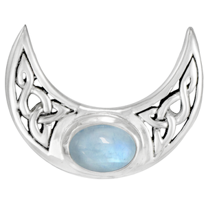 Sterling Silver Celtic Moon Rainbow Moonstone Pendant Sterling Silver Celtic Moon Rainbow Moonstone Pendant