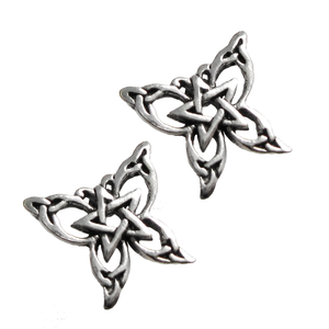 Sterling Silver Butterfly Pentacle Stud Earrings Sterling Silver Butterfly Pentacle Stud Earrings