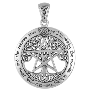 Sterling Silver Extra Large Cut Out Tree Pentacle Pendant Sterling Silver Extra Large Cut Out Tree Pentacle Pendant