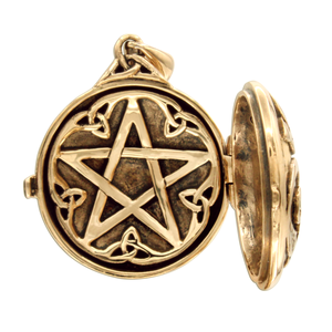 Bronze Celtic Swirl with Hidden Pentacle Locket Pendant Bronze Celtic Swirl with Hidden Pentacle Locket Pendant