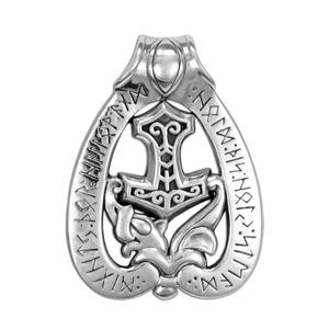 Sterling Silver Dragon Hammer Thor's Mjolnir Rune Pendant Sterling Silver Dragon Hammer Thor's Mjolnir Rune Pendant