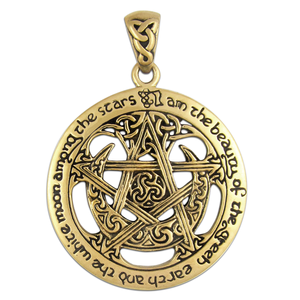 Bronze Large Moon Pentacle Pendant