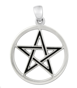 Sterling Silver Pentacle Pendant with Black Enamel Sterling Silver Pentacle Pendant with Black Enamel
