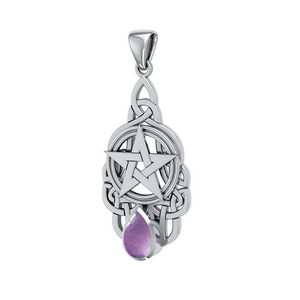 Sterling Silver Triquetra Pentacle Pendant with Amethyst Sterling Silver Triquetra Pentacle Pendant with Amethyst
