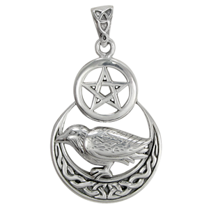 Sterling Silver Raven Celtic Pentagram Pendant Sterling Silver Raven Celtic Pentagram Pendant