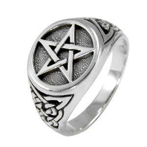 Sterling Silver Triquetra Celtic Knot Pentacle Ring Band Sterling Silver Triquetra Celtic Knot Pentacle Ring Band