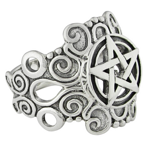Large Sterling Silver Ornate Pentacle Ring Large Sterling Silver Ornate Pentacle Ring