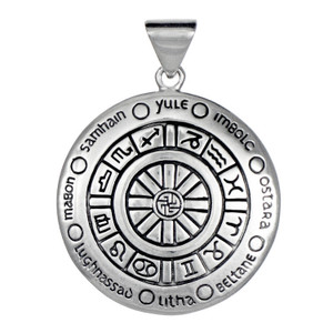 Large Sterling Silver Wheel Of The Year Pendant Large Sterling Silver Wheel Of The Year Pendant