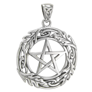 Sterling Silver Oak Leaf Pentagram Pentacle Pendant Sterling Silver Oak Leaf Pentagram Pentacle Pendant