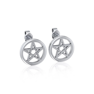Sterling Silver Pentagram Star Stud Earrings Sterling Silver Pentagram Star Stud Earrings