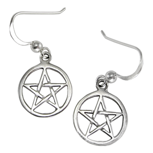 Sterling Silver Open Pentacle Pentagram Star Dangle Earrings Sterling Silver Open Pentacle Pentagram Star Dangle Earrings