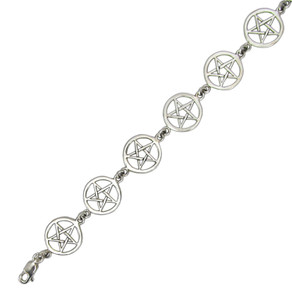 Sterling Silver Pentacle Link Bracelet (PS-TBG-018) Sterling Silver Pentacle Link Bracelet (PS-TBG-018)