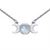 Sterling Silver Moon Phase Triple Goddess Rainbow Moonstone Necklace