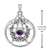Sterling Silver Crescent Moon Pentacle Circle Pendant with Amethyst