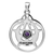 Sterling Silver Crescent Moon Pentacle Circle Pendant with Amethyst