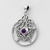 Sterling Silver Crescent Moon Pentacle Circle Pendant with Amethyst