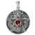 Sterling Silver Large Moon Pentacle Pendant with Garnet