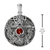 Sterling Silver Large Moon Pentacle Pendant with Garnet
