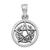 Sterling Silver Tiny Crescent Moon Pentacle Circle Pendant