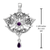 Sterling Silver Heart Pentacle Pendant Amethyst  Sterling Silver Heart Pentacle Pendant Amethyst