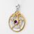 Sterling Silver Vermeil Crescent Moon Pentacle Pendant with Circle and Amethyst